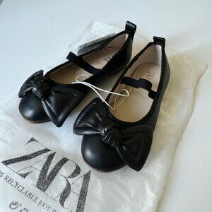 New with Tags Toddler Girl Black Bow Ballet Flat size 10.5 US